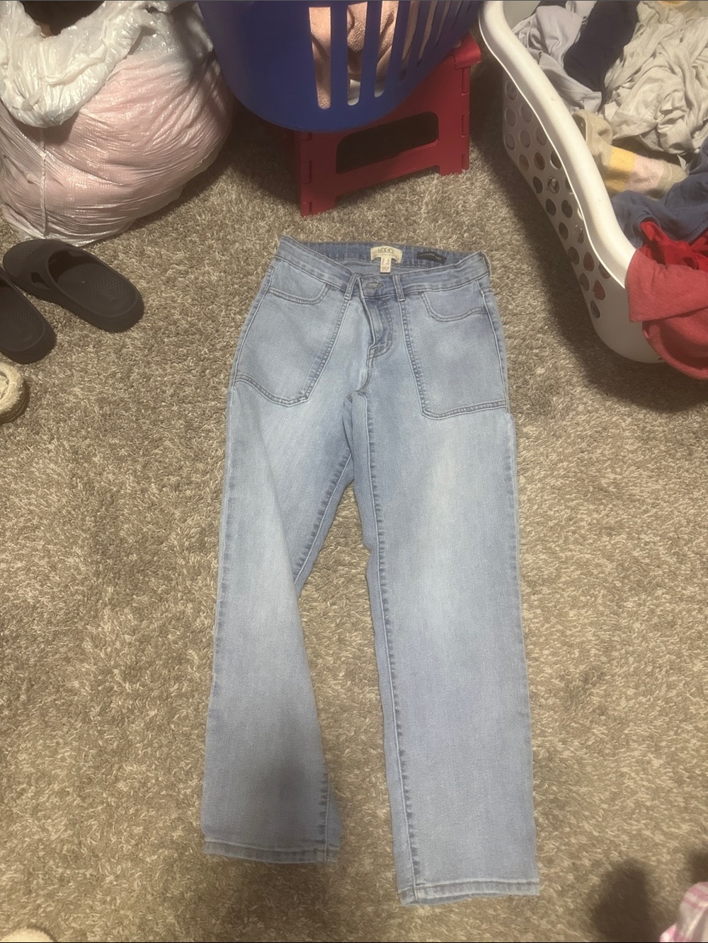 LOGO by Lori Goldstein Light Blue Boyfriend Jeans